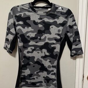 Adidas Black and Gray Camo Muscle Tee